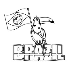 Wall Mural - brazil flag country with toucan and lettering