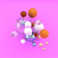 Poster - Multicolored decorative balls. Abstract 3d illustration. 3d rendering.