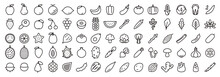 Big Set Of Fruits And Vegetable Icon (Thin Line Version)