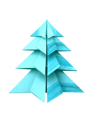 Wall Mural - Blue Origami christmas tree decoration