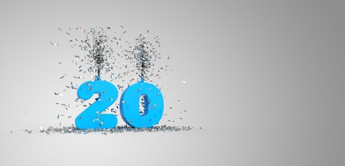 Wall Mural - 20 years, blue text, grey background