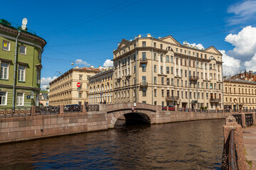 Wall Mural - St. Petersburg, Russia, June 13, 2020. View of the Moika River and its picturesque embankments.