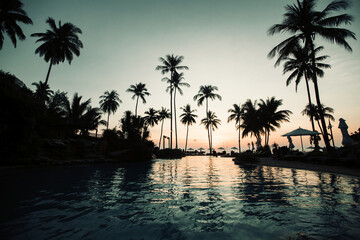 Wall Mural - Beautiful twilight on a asian tropical sea beach.