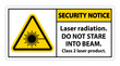 © Seetwo - Security Notice Laser radiation,do not stare into beam,class 2 laser product Sign on white background