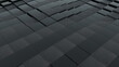 3d rendering of black cubes boundless surface. Computer generated abstract wavy background.