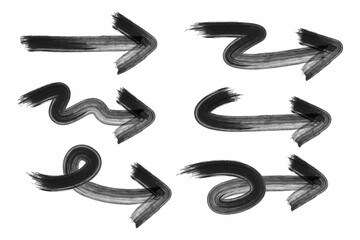Fototapete - arrow vector hand draw doodle vector illustration set. arrows direction mark sign. Handmade brush sketch symbols set on a white background