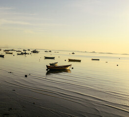 Sticker - Beautiful view of fishing boats on tranquil waters