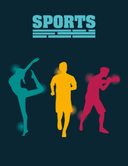 Sticker - group of athletic people practicing sports silhouettes