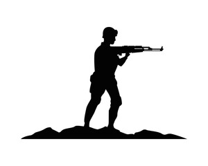 Wall Mural - soldier military with rifle silhouette in camp