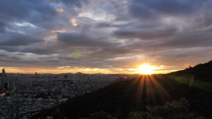 Wall Mural - Time Lapse Seoul City Skyline at Sunset South Korea  