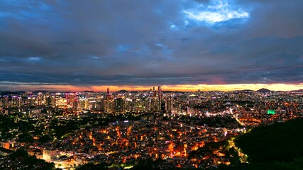 Wall Mural - Time Lapse Seoul City Skyline at Sunset South Korea  