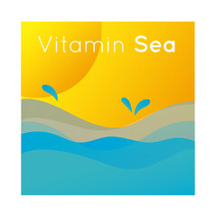 Sticker - vitamin sea colorful banner with beach