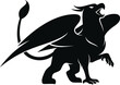 Silhouette of Griffin. Mystery creature with eagle head and lion body and eagle wings