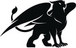 Silhouette of Griffin. Mythology creature with eagle head and lion body and eagle wings