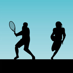 Sticker - group of athletic people practicing sports silhouettes