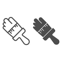 Poster - Paint brush line and solid icon, house repair concept, brush sign on white background, Paintbrush with paint drop icon in outline style for mobile concept and web design. Vector graphics.