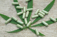 Herbal Capsules From Organic Herb Cannabis For Health Care Eating 
