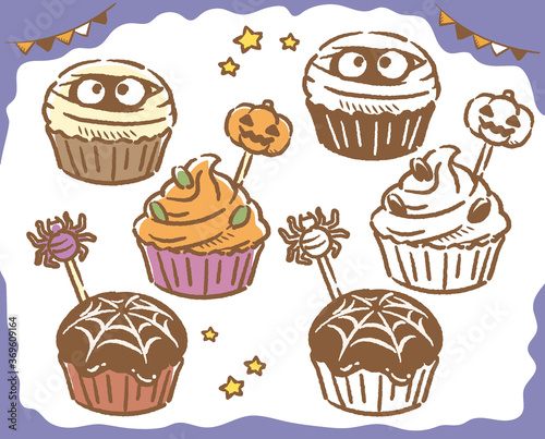 ハロウィンのスイーツ かわいいカップケーキのイラスト素材 ベクターイラスト Vecteur Stock Adobe Stock