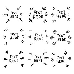 Poster - Vector hand drawn collection of design  elements for emphasis text in comic style