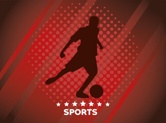 Sticker - athletic man practicing soccer sport silhouette