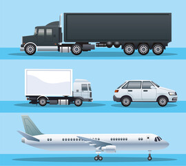 Poster - bundle of vehicles transport icons