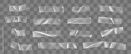 Fotografía Transparent adhesive plastic tape set isolated on transparent background