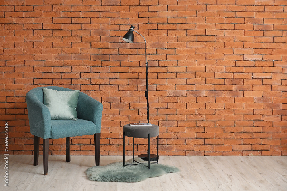 Interior of modern room with armchair
