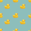 Vector seamless texture with yellow rubber duck