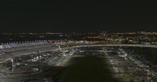 Daytona Beach Florida Aerial V2 Right To Left Reveal Of The Stadium Seating At The International Speedway By Night - DJI Inspire 2, X7, 6k - March 2020