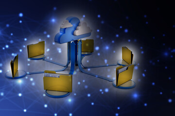 Poster - 3d rendering folder with documents