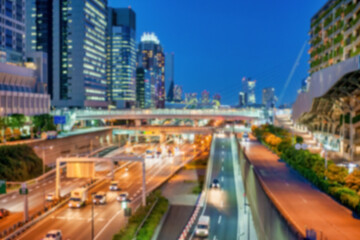 Wall Mural - Blurred view of night city traffic, background and city concept