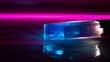 © MiaStendal - Blue crystal, reflection of neon light on a white glossy surface. Dark neon background.