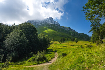 path in the mountain area of the gran sasso italy