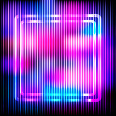 Poster - Colorful neon square frame on a dark background, vector abstract illustration.