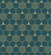 Abstract background with gold graphic circles. Vector seamless pattern.