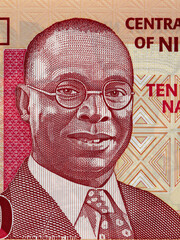 Wall Mural - Alvan Ikoku portrait on Nigeria 10 naira banknote close up macro, Nigerian money closeup