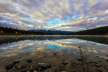 Poster - Majestic lake Patricia at sunrise