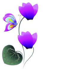 Wall Mural - Floral background with cyclamen and butterfly