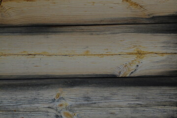 Natural texture background made of wooden planks. The wall of wooden house