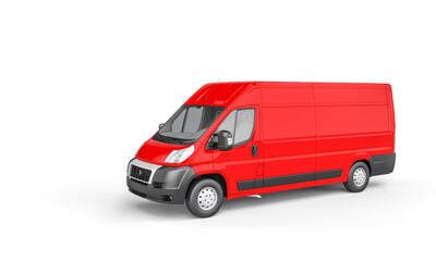 Wall Mural - red cargo van for freight transport on white background.