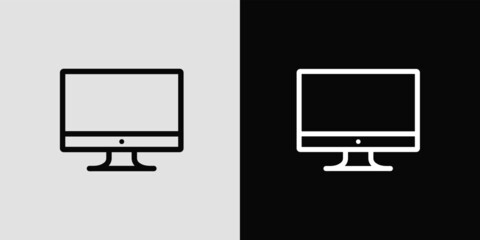 Poster - black and white computer mockup. frameless computer mockups on white and dark background