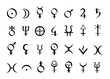 Set of icons astrological symbols planets. Vector illustration.