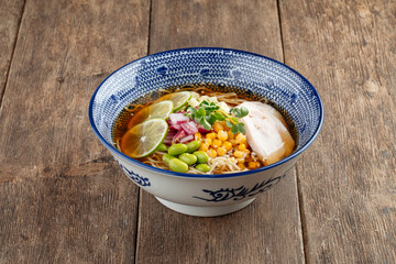 Wall Mural - Summer cold ramen noodle soup with chicken