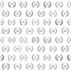 Wall Mural - Black and white film award wreaths. Seamless pattern. Vector illustration.