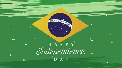 Wall Mural - brazil independence day celebration with lettering and flag