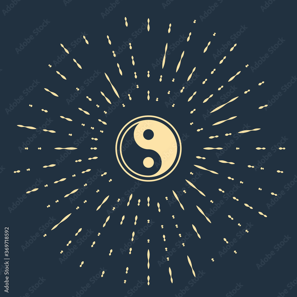 Beige Yin Yang symbol of harmony and balance icon isolated on blue ...