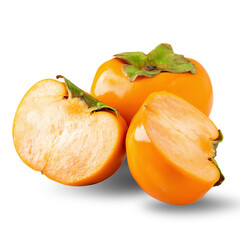 fresh ripe persimmons isolated on white background.