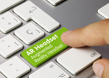 AR Headset Augmented Reality Headset - Inscription On Green Keyboard Key.