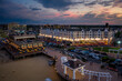 Drone Aerial of Pier Village Long Branch Sunset 