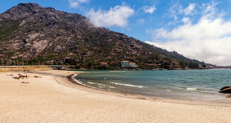 Sticker - Panoramic view of beach and cove in Ezaro, in the Galicia region of Spain.